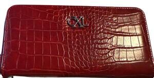 Christian Lacroix Kara Croco Zip Around Wristlet Wallet, Red, NWT
